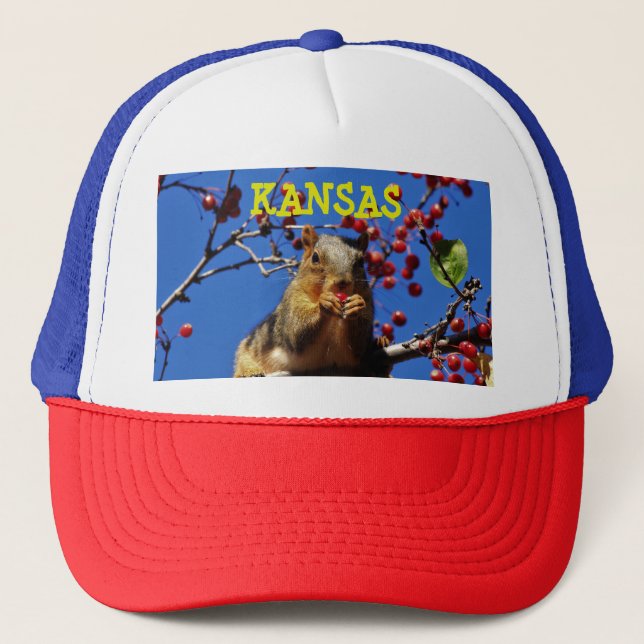 Boné Kansas Fox Tail Squirrel Closeup Truckers Hat (Frente)