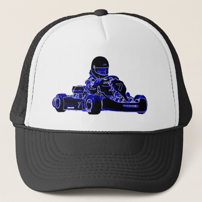 Boné Kart que compete o azul e o branco (Frente)