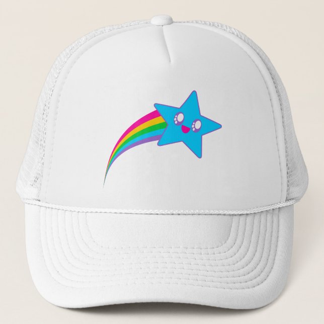 Boné Kawaii Rave Neon Estrela Arco-íris (Frente)