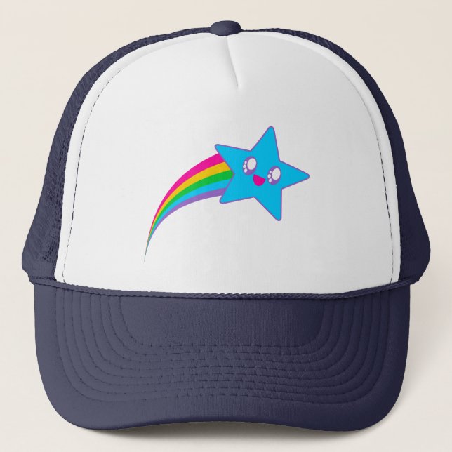 Boné Kawaii Rave Neon Estrela Arco-íris (Frente)