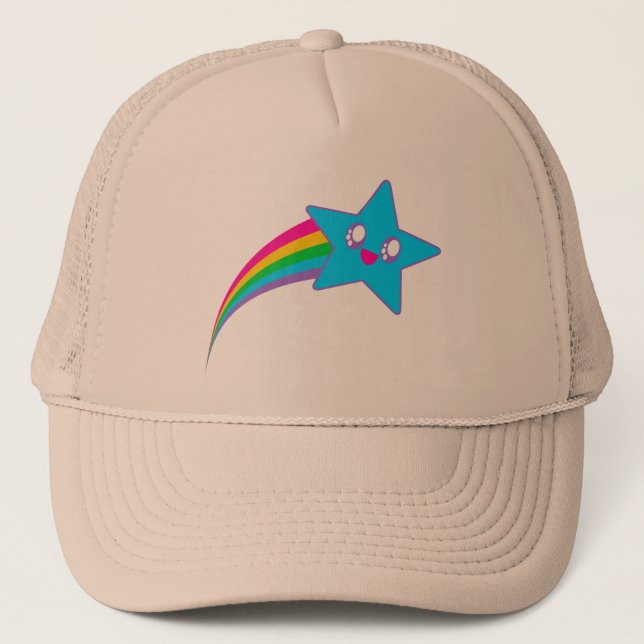 Boné Kawaii Rave Neon Estrela Arco-íris (Frente)