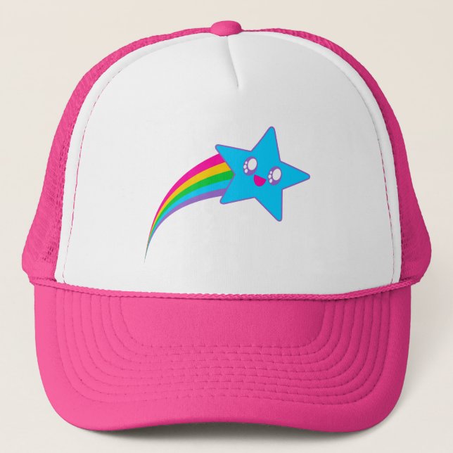 Boné Kawaii Rave Neon Estrela Arco-íris (Frente)