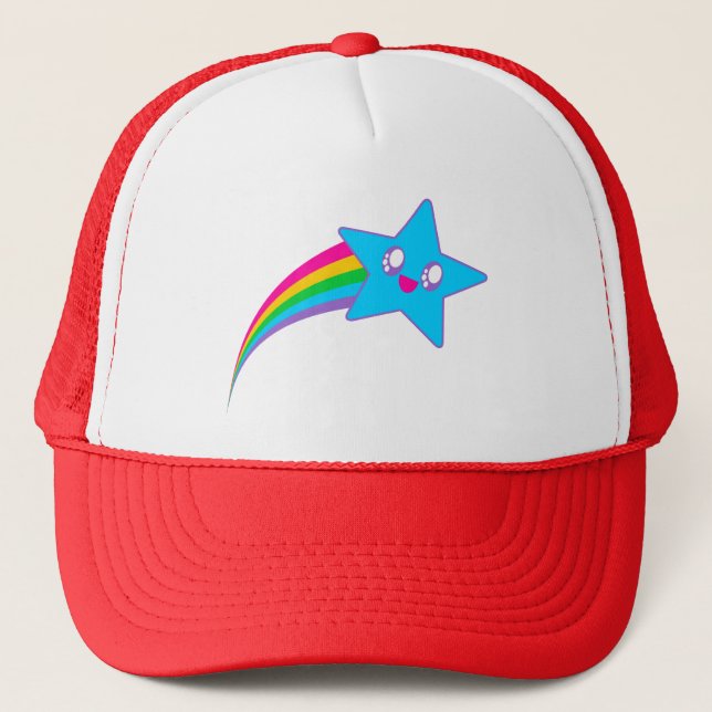 Boné Kawaii Rave Neon Estrela Arco-íris (Frente)