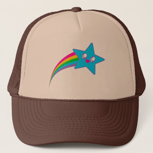 Boné Kawaii Rave Neon Estrela Arco-íris (Frente)