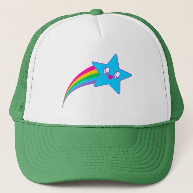 Boné Kawaii Rave Neon Estrela Arco-Íris (Frente)