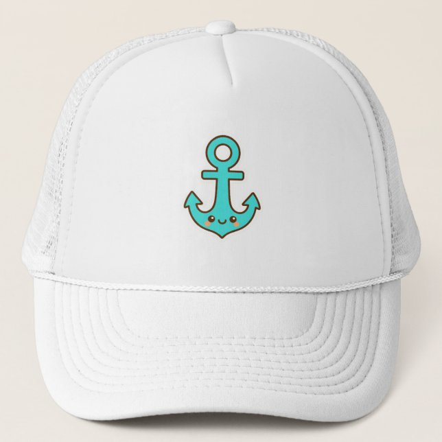 Boné Kawaii Turquoise Anchor - Whimsical & Cheerful (Frente)