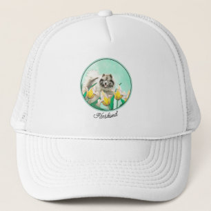 Boné Keeshond em Tulips pintando lindas artes caninas o