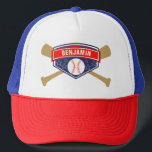 Boné Kids Baseball Personalizado Name<br><div class="desc">Bonito chapéu para uma festa de beisebol. Personalize-o com o nome do seu filho.</div>