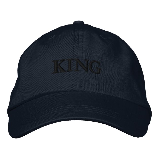 Boné KING Embroiderado-Chapéu bonito Visor Texto REI (Frente)