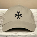 Boné Knights Hospitaller Cross Maltês<br><div class="desc">Cavaleiros Hospitalar Cruz Maltesa em preto ... boné bordado de Ricaso</div>