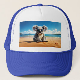 Boné Koala em uma praia arenosa