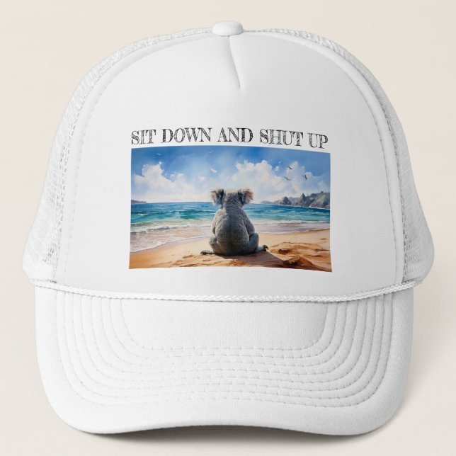 Boné Koala observando o oceano Sente-se e Cale-se (Frente)