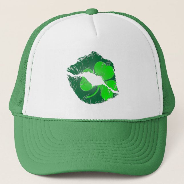 Boné Lábios de Shamrock - Beije-me Sou um Trucker Hat I (Frente)