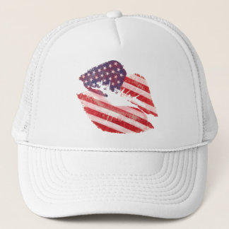 Boné Lábios do beijo com bandeira americana
