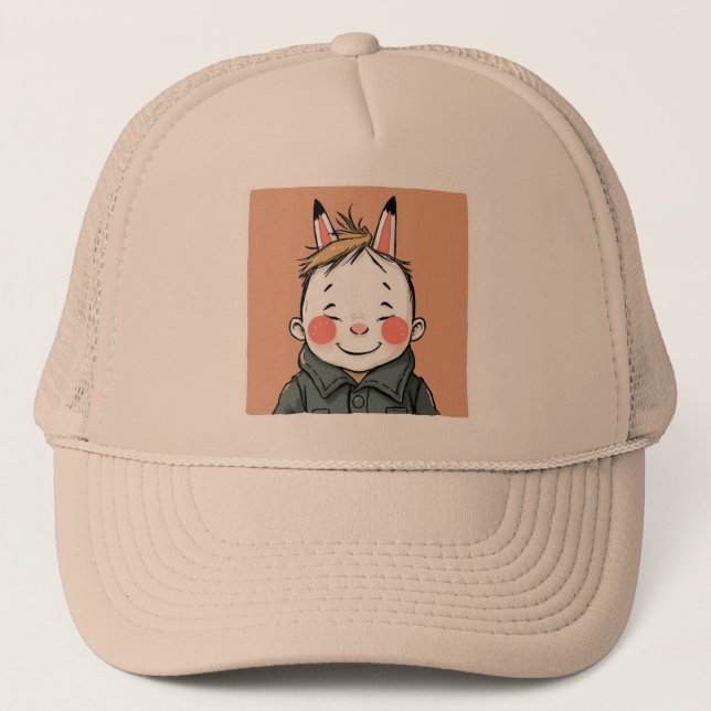 Boné Lächelnder Junge mit Hasenohren Kindliche Freude  (Frente)