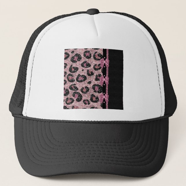 Boné Laços de Fita Estampa de Leopardo Rosa RAB Rockabi (Frente)