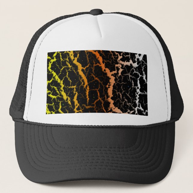 Boné Lava de Espaço Rachada - Amarelo/Laranja/Branco (Frente)