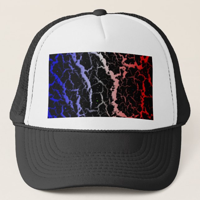 Boné Lava do espaço rachado - Azul/Branco/Vermelho (Frente)