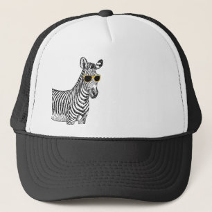 Boné Legal desenho de zebra engraçada com óculos de ten