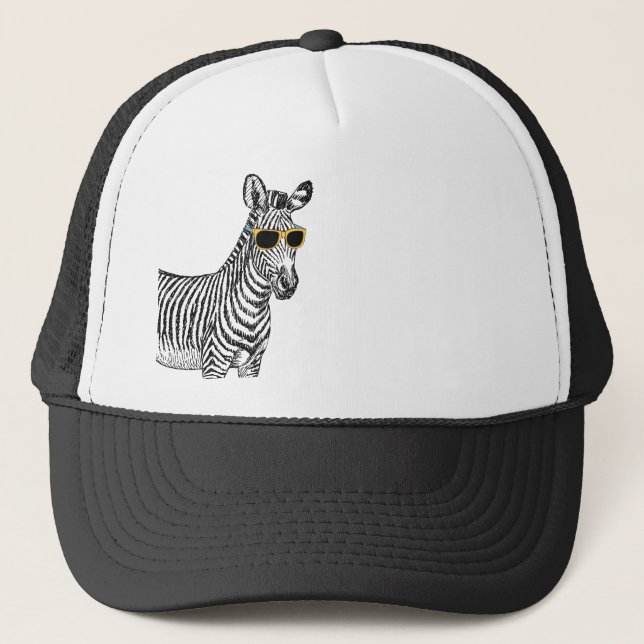 Boné Legal desenho de zebra engraçada com óculos de ten (Frente)