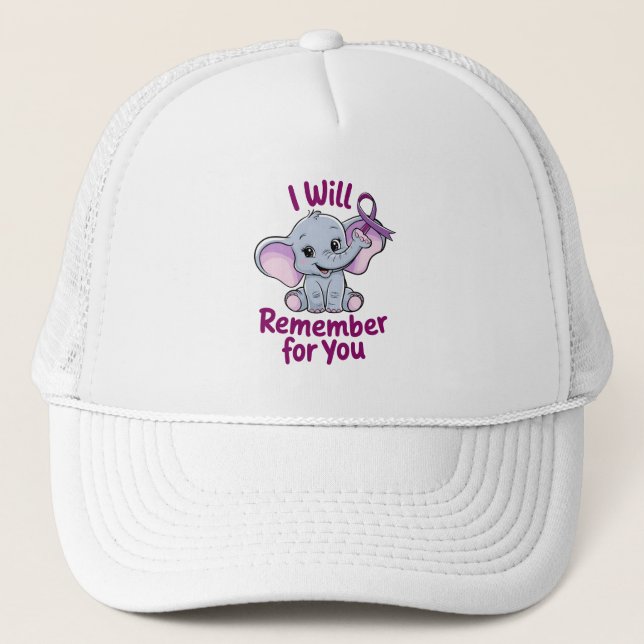 Boné Lembrar-me-ei de você, elefante bonito, Alzheimer (Frente)