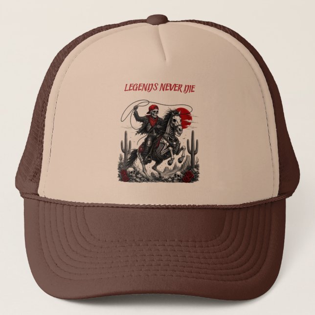 Boné LENDÁRIOS NUNCA MORREM – Cowboy Esqueleto Cavalgan (Frente)