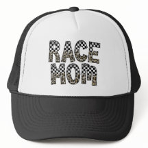 Leopard Checkered Flag Impressão Race Mãe Trucker