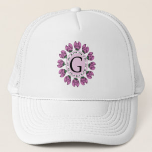Boné Letra maiúscula G monograma floral