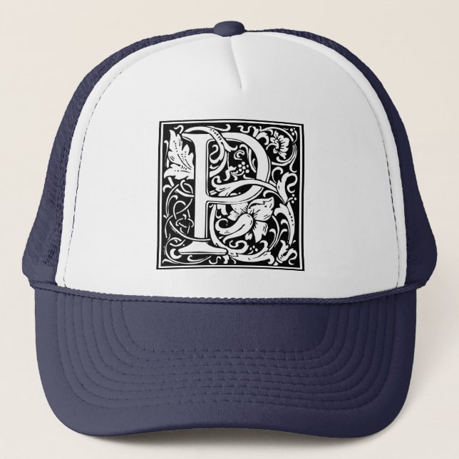 Boné Letra P Monograma Medieval Arte Nova (Frente)