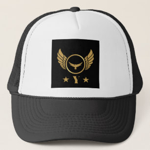 Boné Letra Y personalizada Águia dourada Asas Branco e 