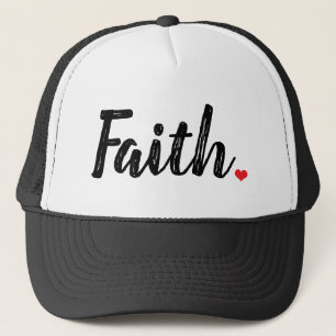 Boné Letras de textura FAITH com CORAÇÃO vermelha