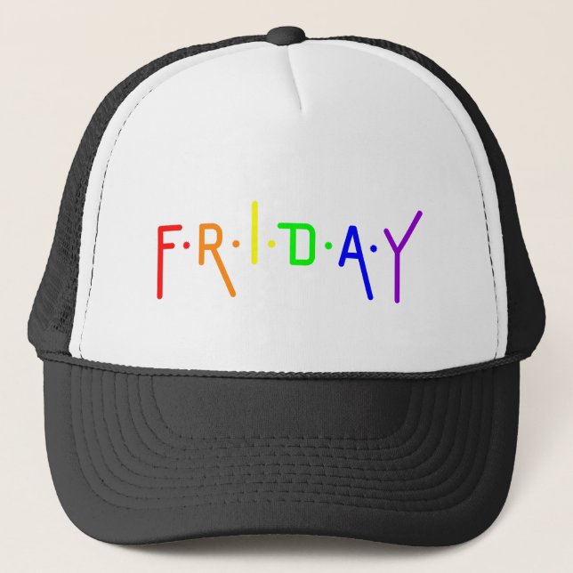 Boné Lettering Design ‘Friday’ in Rainbow Colors (Frente)