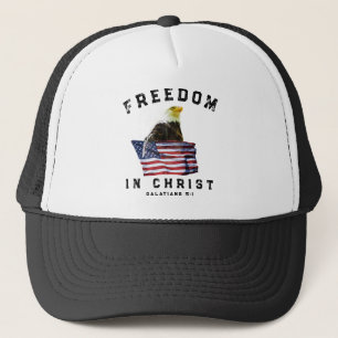 Boné Liberdade em Cristo Águia e Bandeira Americana Pat