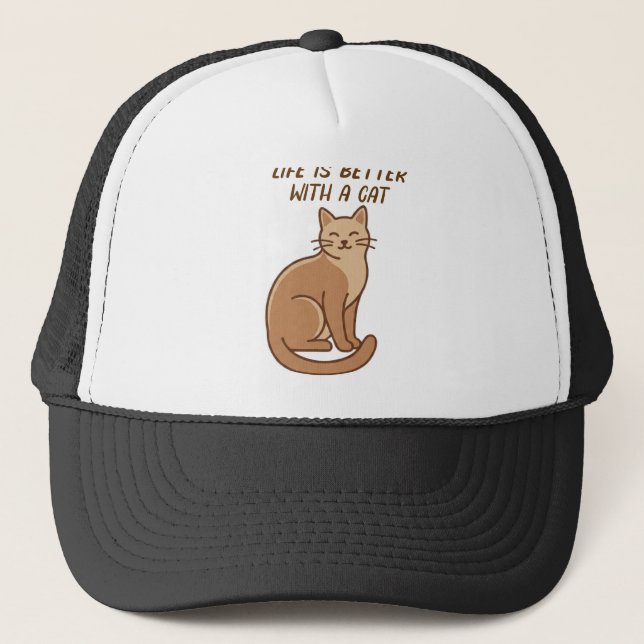 Boné Life Is Better With a Cat – Cute Cat Lover Design (Frente)