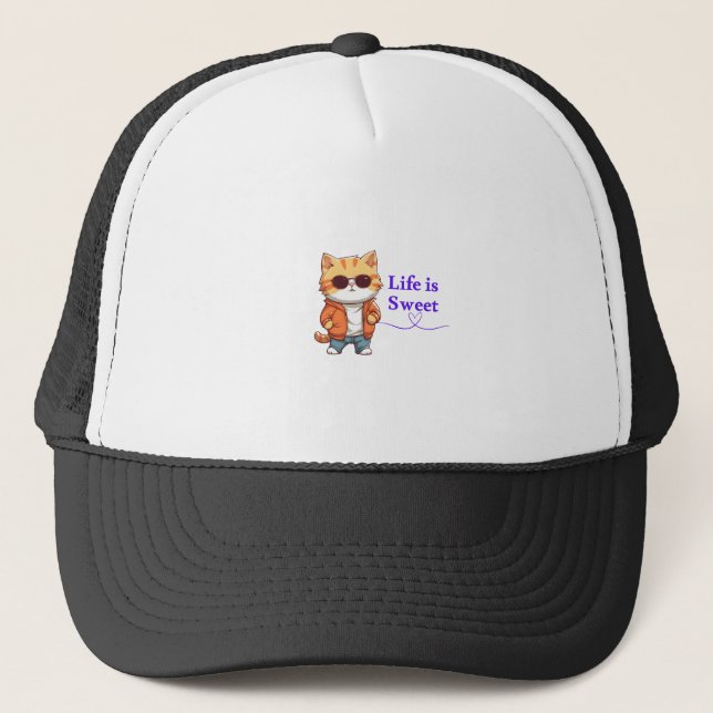 Boné Life’s Sweet – Cute Cool Cat Design for Animal Lov (Frente)