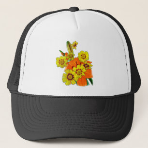 Boné Lily laranja e flores margaridas
