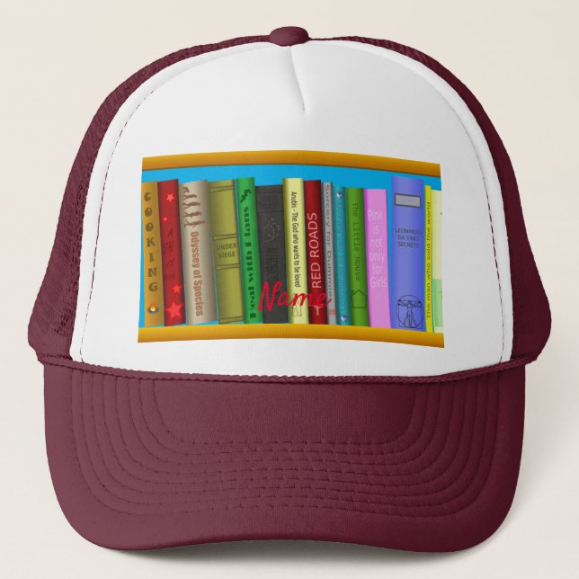 Boné Livros sobre prateleiras Thunder_Cove (Frente)