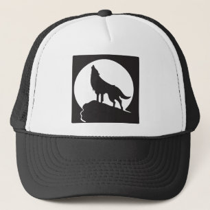 Boné Lobo de silhueta uivando na lua - lágrima therian