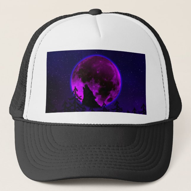 BONÉ LOBO UIVANDO LUA MAGENTA   (Frente)