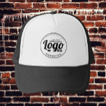 Boné Logotipo comercial personalizado Empresa Funcionar<br><div class="desc">Sinta-se livre para personalizar e personalizar este logotipo personalizado de negócios,  o chapéu preto de caminhoneiro da empresa funcionarios. As opções de edição estão disponíveis.</div>