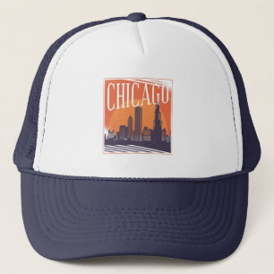 Boné Logotipo da Cidade Skyline de Chicago Illinois