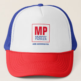 Boné Logotipo do Modern Blue Red White Business Monogra