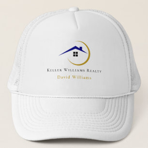 Boné Logotipo personalizado branco e dourado de imobili