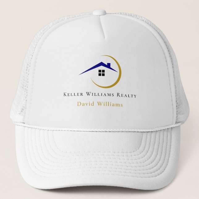 Boné Logotipo personalizado branco e dourado de imobili (Frente)