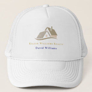 Boné Logotipo personalizado branco e dourado de imobili