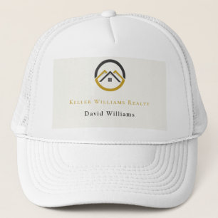 Boné Logotipo personalizado branco e dourado de imóveis