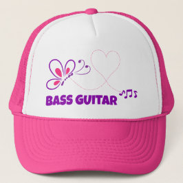 Boné Love Bass Guitar Pink Purple Butterfly Heart Truck