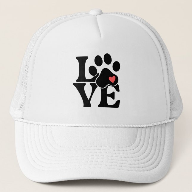 Boné LOVE Paw Print Dog Hat (Frente)