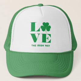 Boné Love Shamrock Clover Irish Custom Text White
