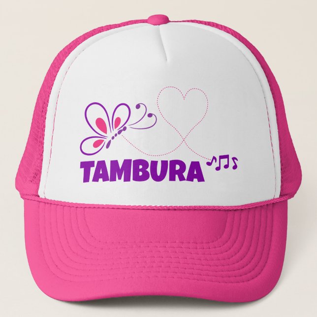 Boné Love Tambura Pink Purple Butterfly Heart (Frente)